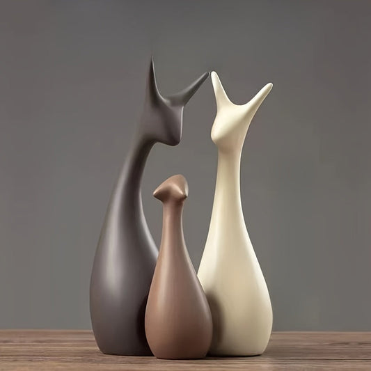 Keramisk Hjort Staty Set – Lyxig Dekor för Vardagsrum och Kontor