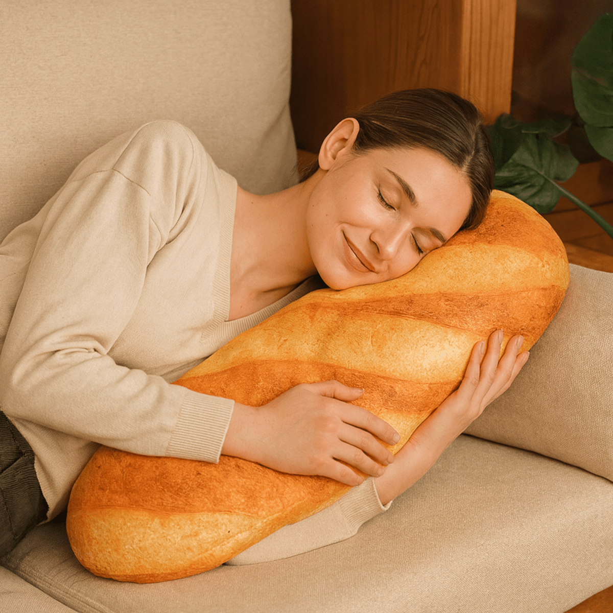 BAGUETTINA – Plysch-Baguette-kudden för mysig komfort
