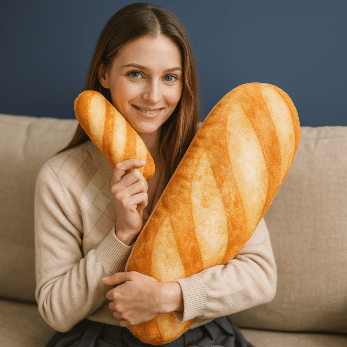 BAGUETTINA – Plysch-Baguette-kudden för mysig komfort