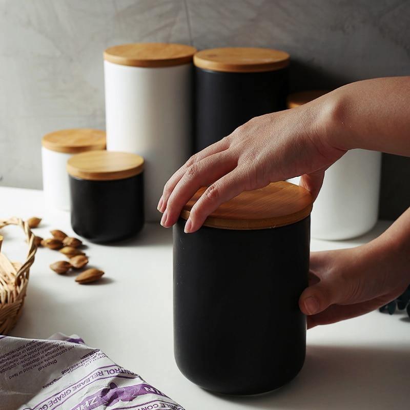 BambooFresh – Lufttäta keramikförvaringsburkar med naturliga bambulock