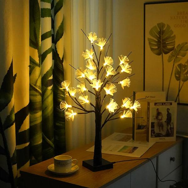 Carvallo BloomTree | Fiber optic LED tree lamp | Warm white | Birch look with flowers | For magical light moments