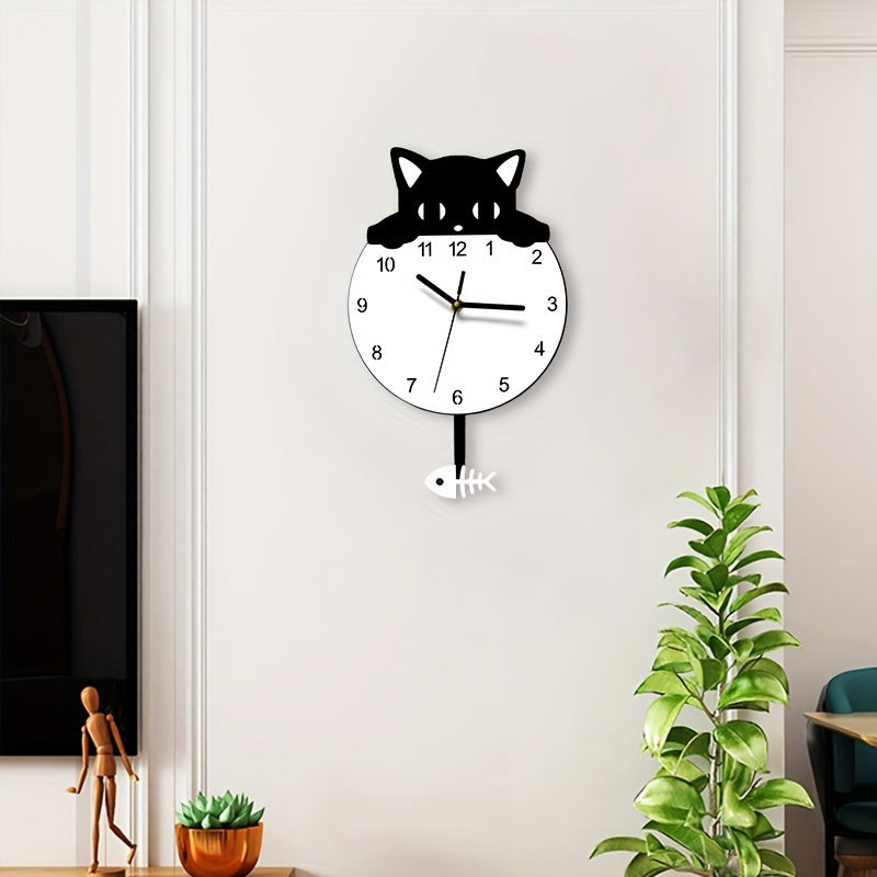 Purrfect Time Stilig Svängande Katt Väggeklocka Modern Design