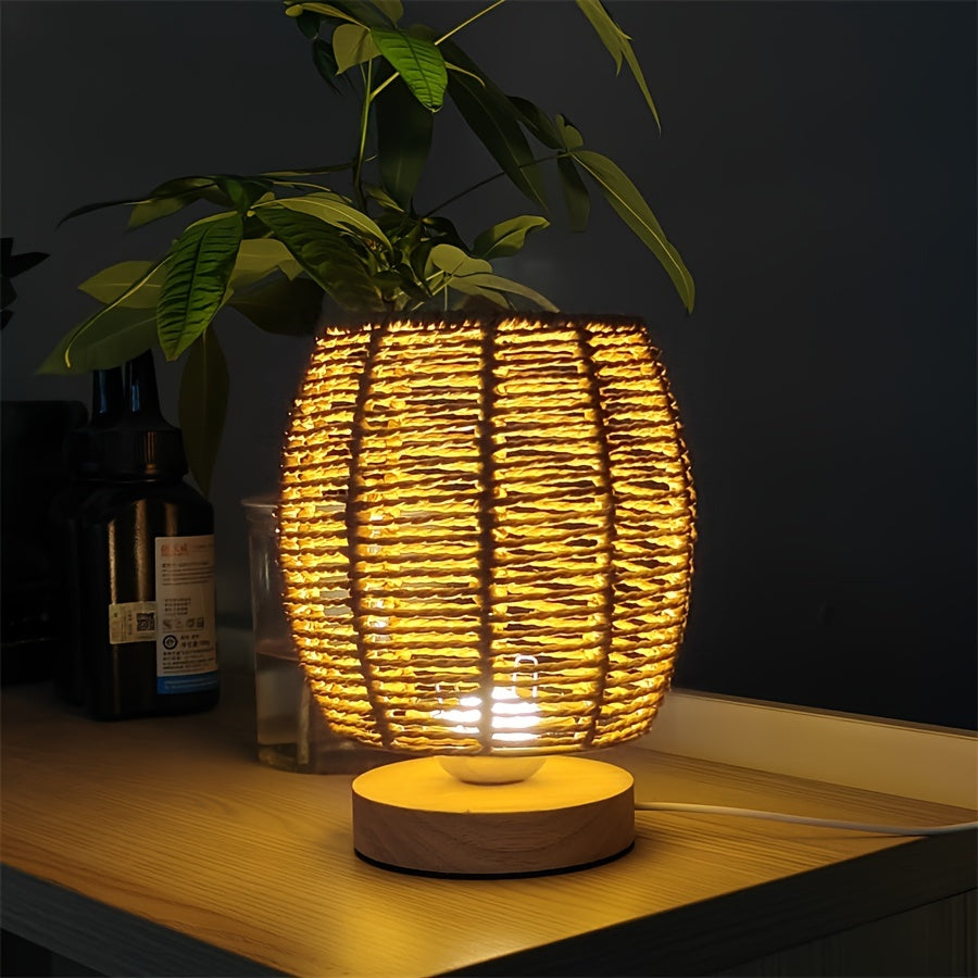 EcoLoom - Handgjord Trä Bordslampa med Varm LED Glöd
