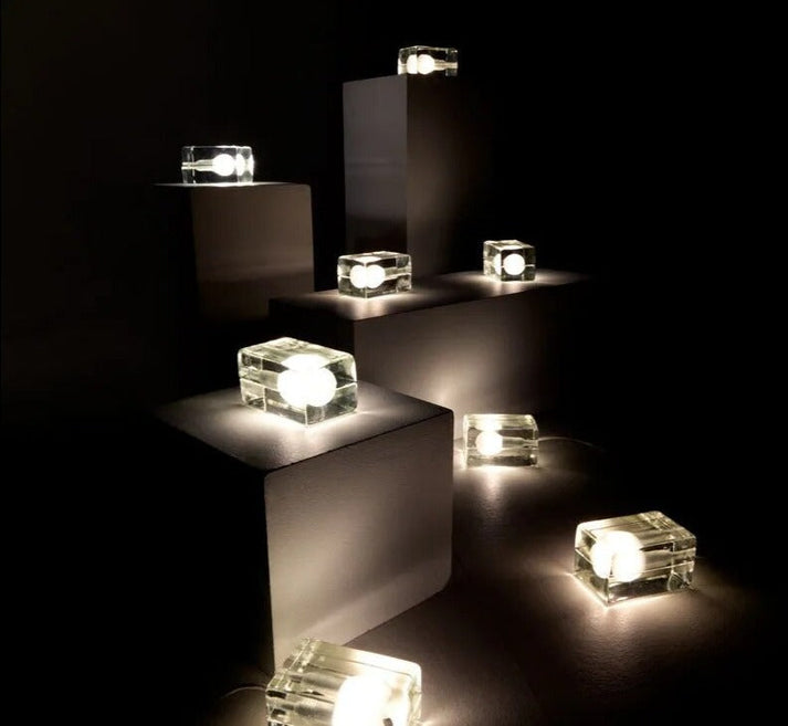 Carvallo Glasbordslampa | Bländfri LED-belysning | Kristallklar design | För sovrum, kontor och vardagsrum