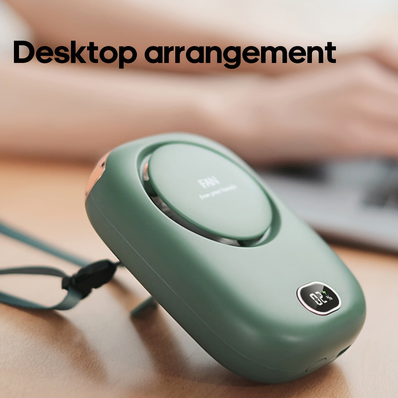 Carvallo Nackventilator BreezyLoop | USB-laddning | 3 hastigheter | 2000 mAh batteri | Handsfree-kylning