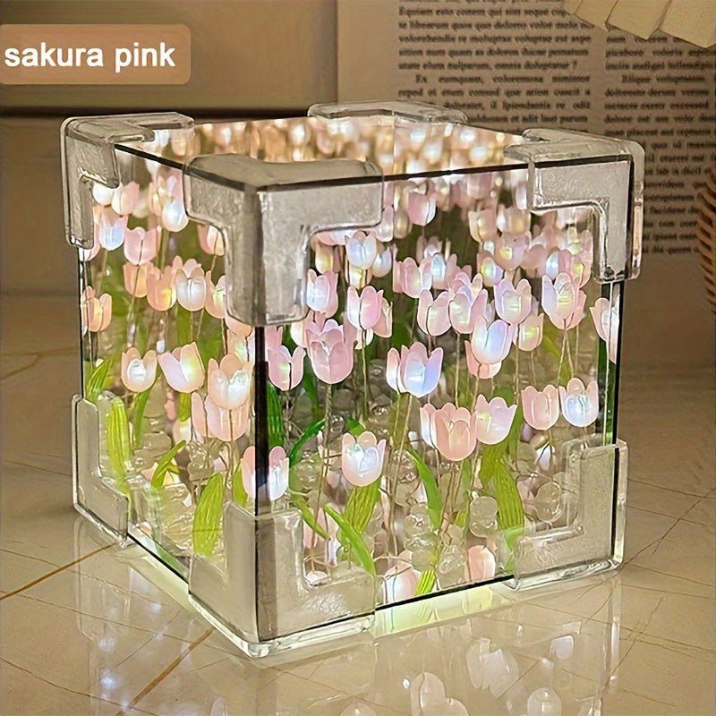 TulipGlow - Handgjord Tulpan LED Nattlampa och Spegel