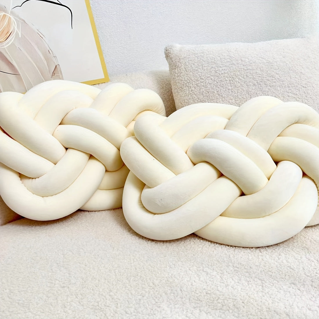 2 Stycken Knop Ball Kuddar - Mjuka Plysch Kuddar, Dekorativa Kuddar för Säng, Soffa och Vardagsrum