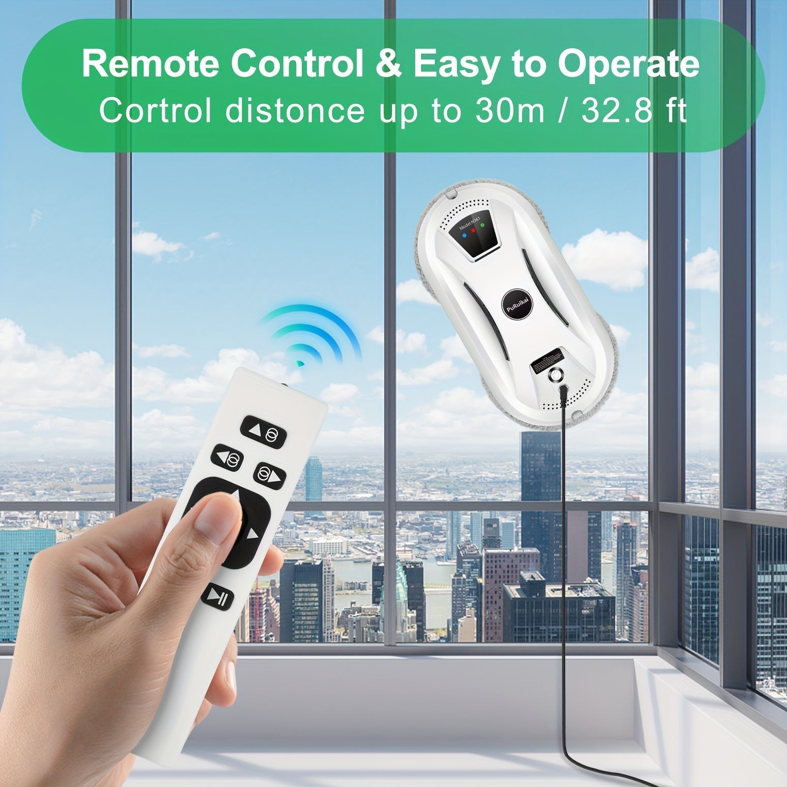 Fullt automatiskt fönsterputs - Intelligent glasrengörare med fjärrkontroll för effektiv rengöring