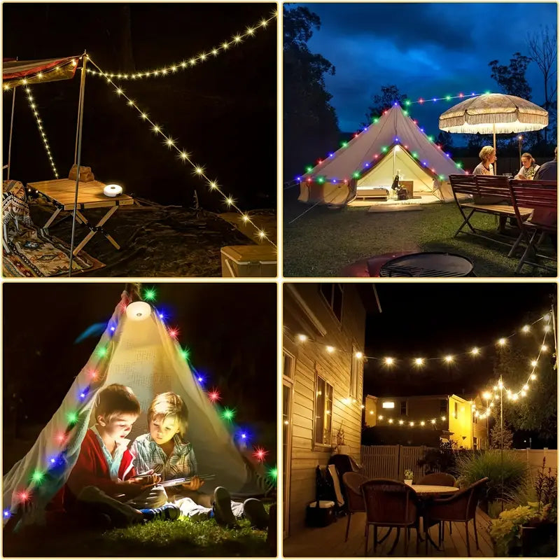 4 i 1 Camp Lights - Ljuslängder med 8 belysningslägen