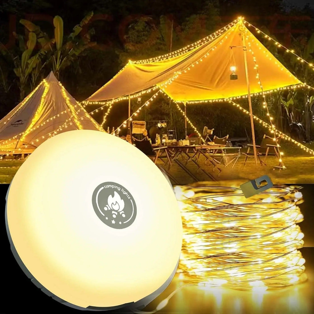 4 i 1 Camp Lights - Ljuslängder med 8 belysningslägen