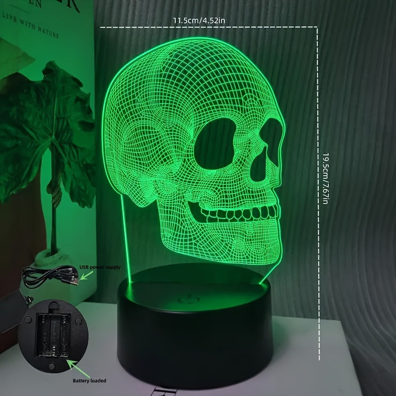 SkullGlow - 3D LED Schedelformad Bordslampa med USB-Strömförsörjning