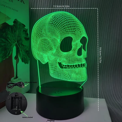 SkullGlow - 3D LED Schedelformad Bordslampa med USB-Strömförsörjning