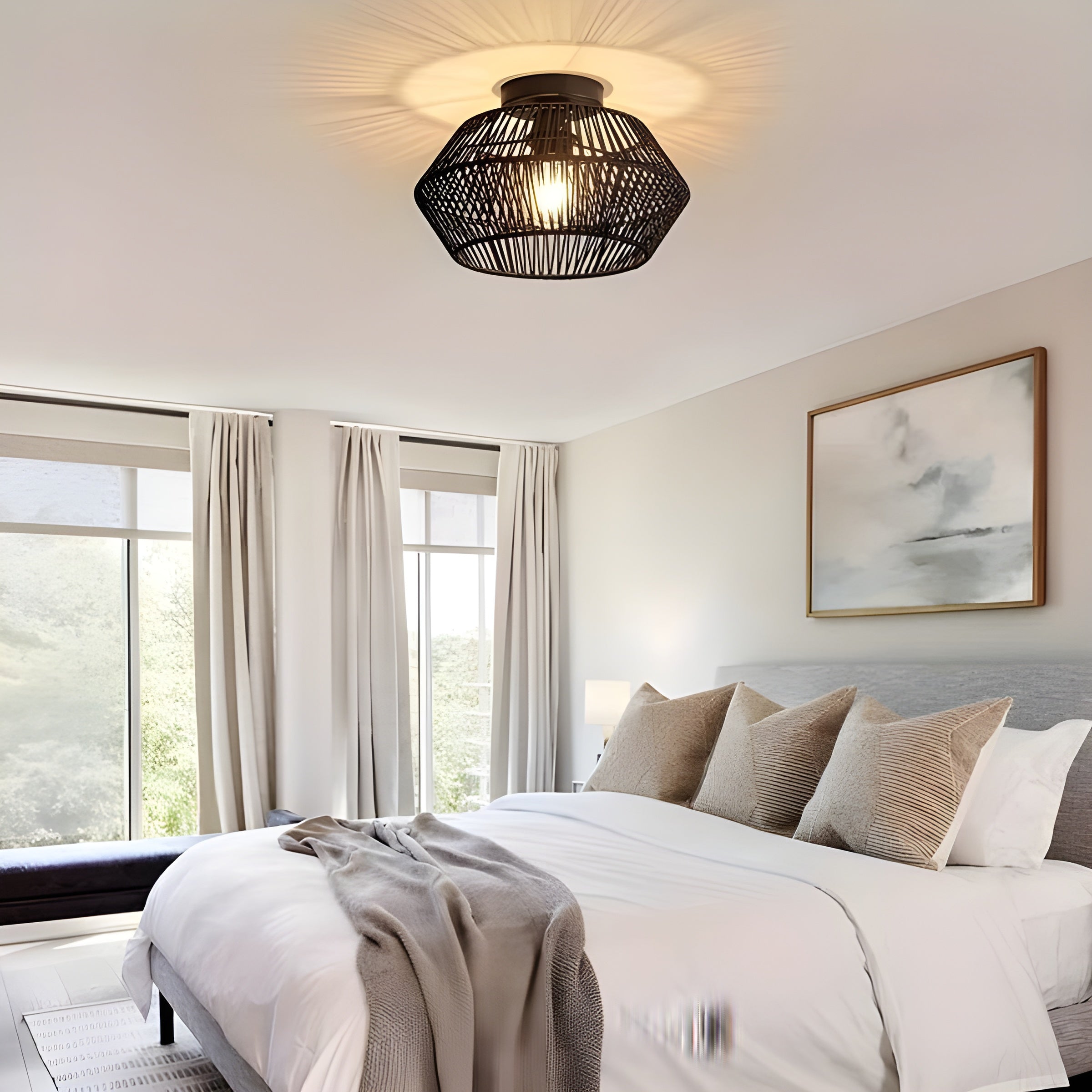 HavenWeave Light - Vintage LED Rattan Flätad Taklampa