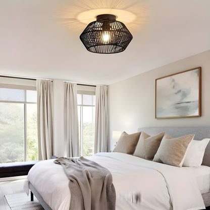 HavenWeave Light - Vintage LED Rattan Flätad Taklampa