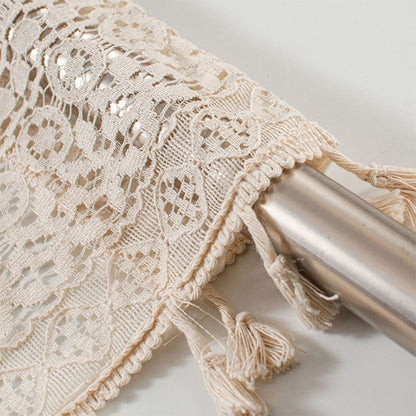 Lace Taseel Hollow-Out Tier Gardin i Bomulls Linne Material