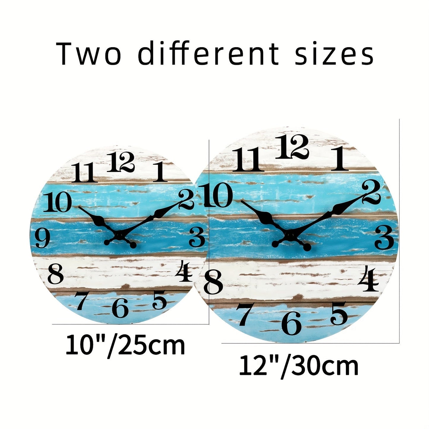Nautisk Väggklocka - Tyst Rund Klocka, Blått Tema för Utomhus och Inomhus