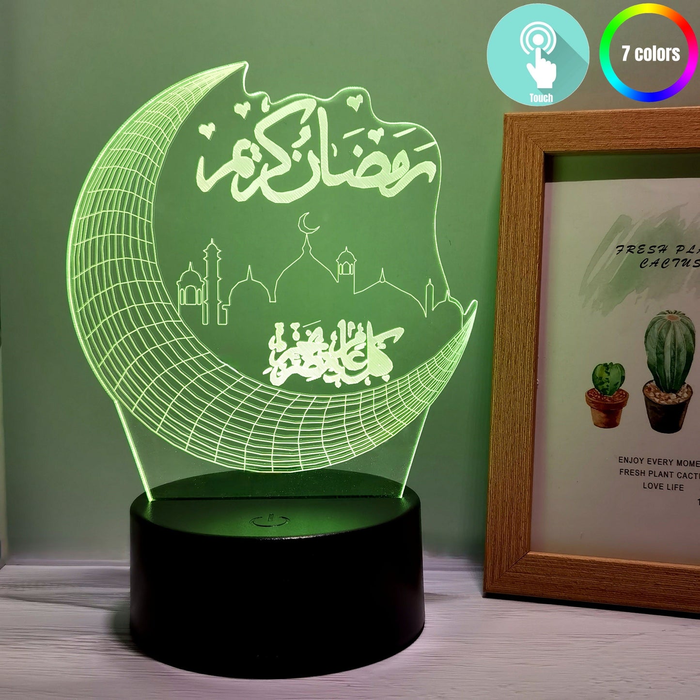 MoonPalace - 3D Nattlampa med 7 Färger Touchkontroll