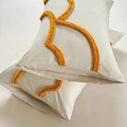 Tufted Sängkläder Set – Sängöverkast och Kuddeöverdrag med Stort Blommönster