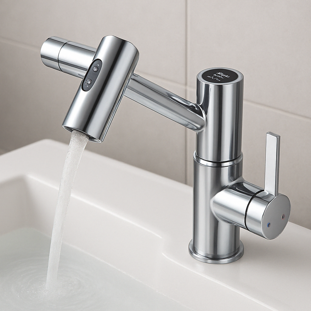 Badrumsblandare Svart Modern Mixer med LED-display