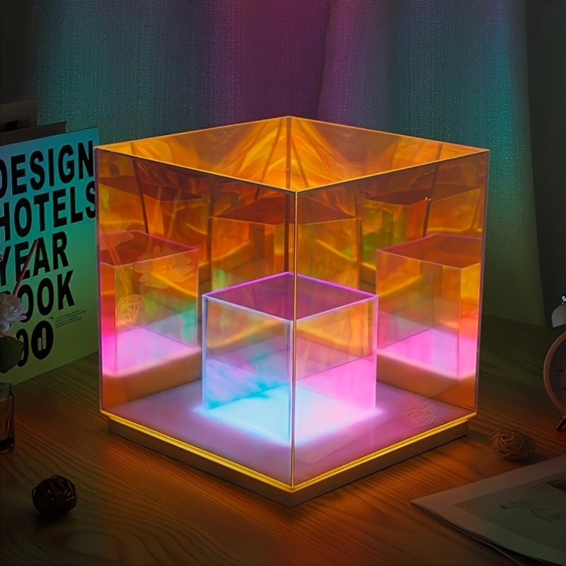 LumiSky - Drömmande Stjärnhimmel Bordslampa med Justerbart Ljus och Geometrisk Design
