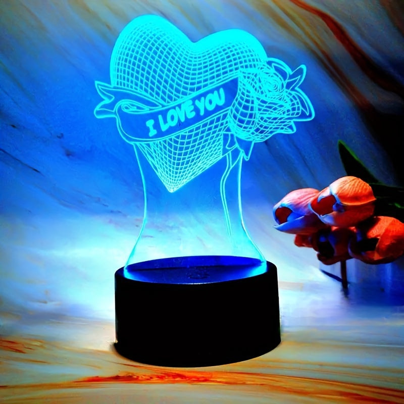HartLicht - 3D LED Illusionslampa med Touchkontroll, 7 Färger &amp; USB/Batteri Ström