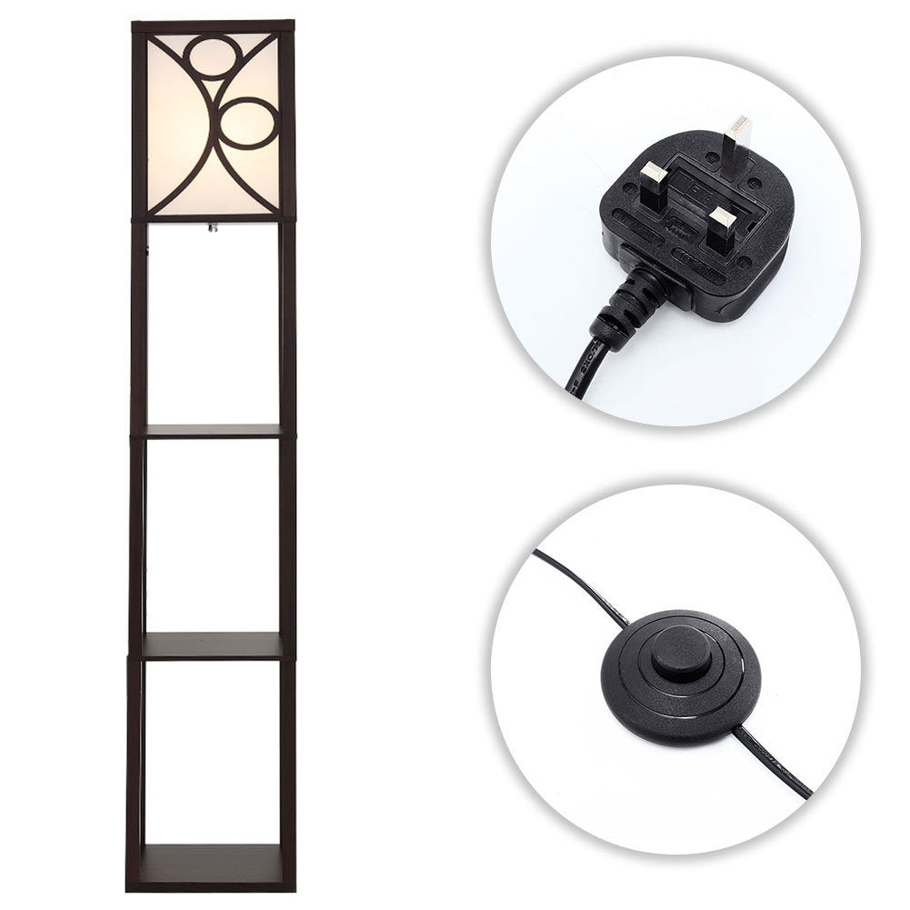 Samtida Golvlampa med Tre Trähyllor