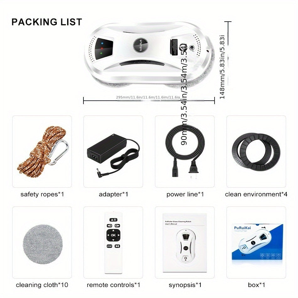 Fullt automatiskt fönsterputs - Intelligent glasrengörare med fjärrkontroll för effektiv rengöring
