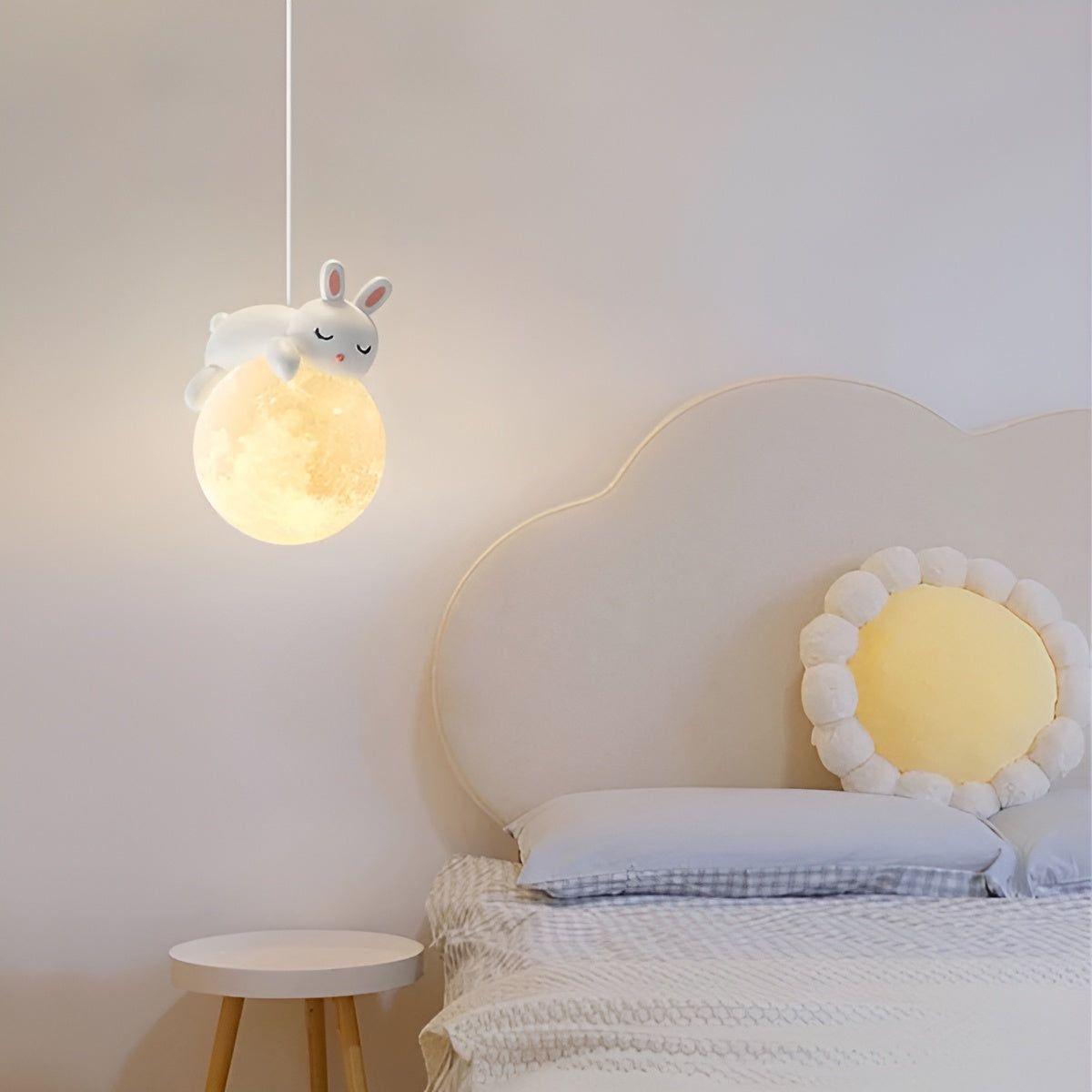 KidBright Light - Kreativ Tecknad Djur Måne Hängande Lampa
