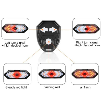 BikeGuard Light - Uppladdningsbart cykelbakljus med fjärrkontroll och 32 LEDs för maximal säkerhet