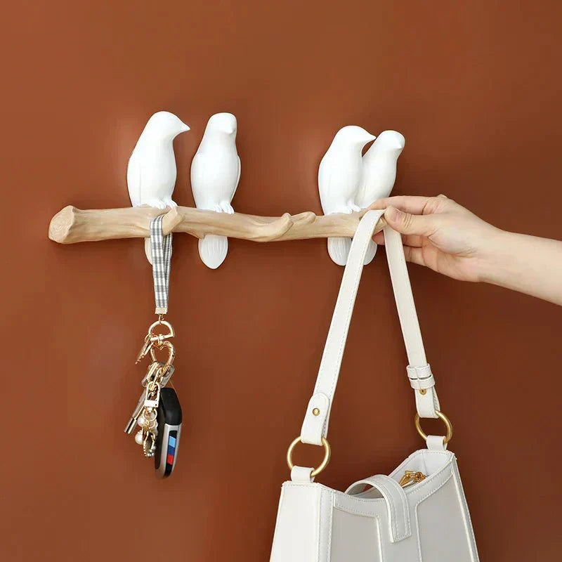 Carvallo-Väggkrok Voglia Naturträ | Med fågelmotiv | 100 % Massivt trä | För hall, vardagsrum & sovrum