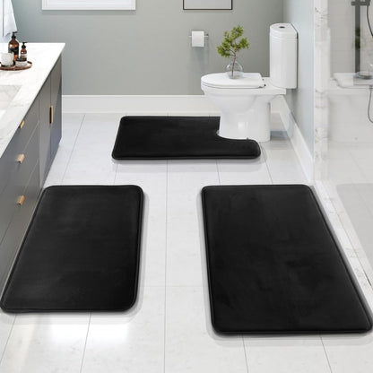 Ultra Soft Velvet Memory Foam Badmattsätt – 3PCS Lyxiga Badrumsmattor