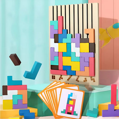BLOCKWISE – Montessori Trä Tetris Stapelleksak för att Lära och Spela
