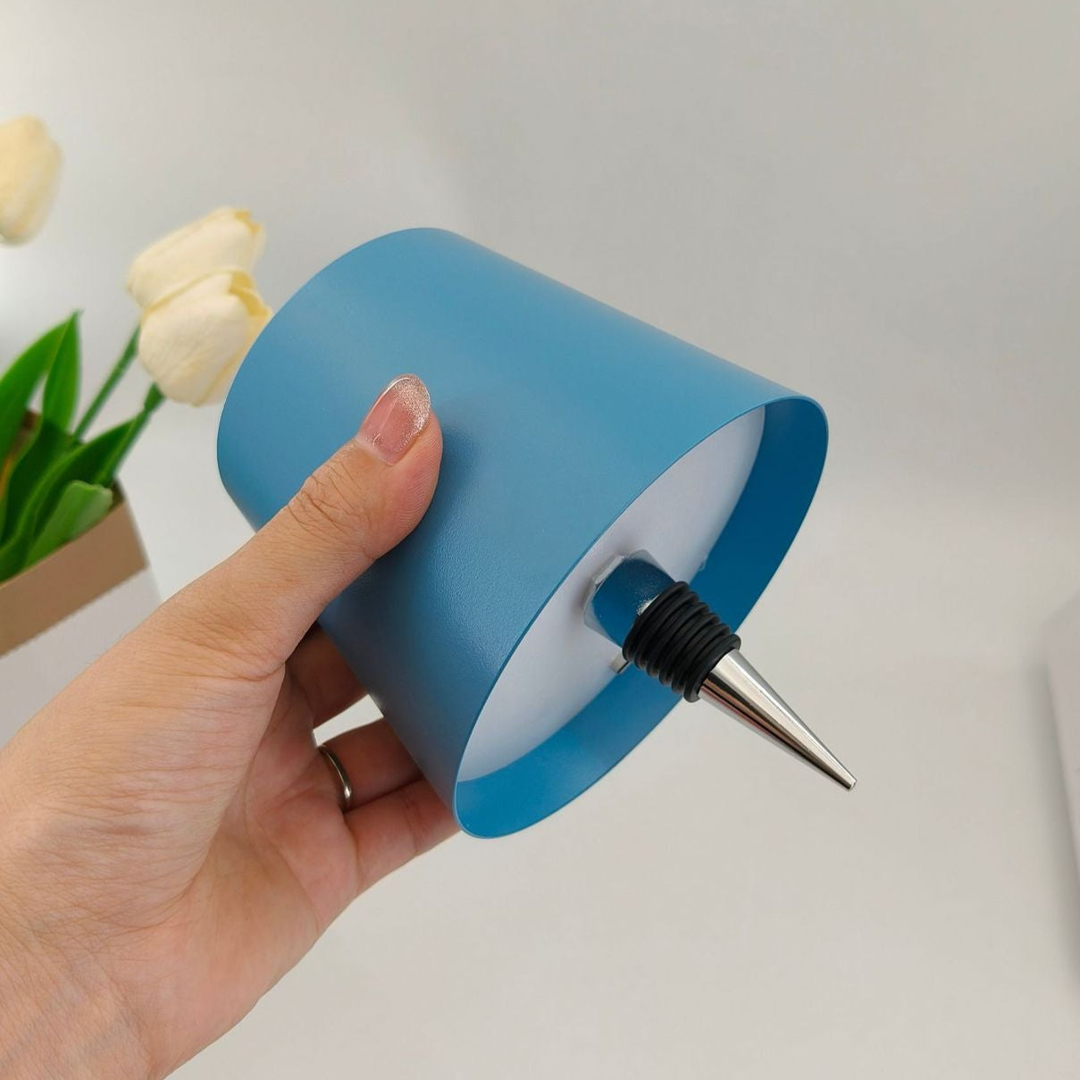 Flasklampa Metallbordslampa