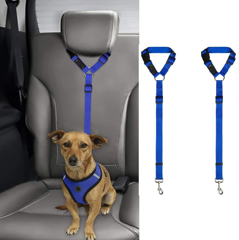 Pawellure Justerbart nackstöd hundbälte - 2-pack trasselfri säkerhetsbälte för bilresor