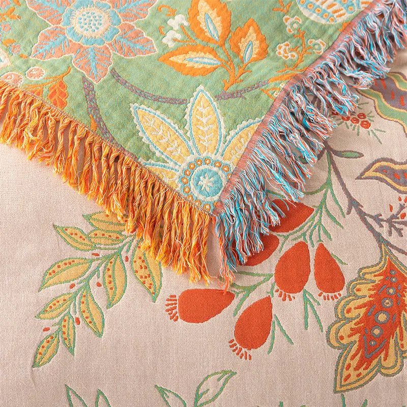 BohoWeave – Bomull-vändfilt med Jacquard-Boho-mönster