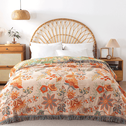 BohoWeave – Bomull-vändfilt med Jacquard-Boho-mönster