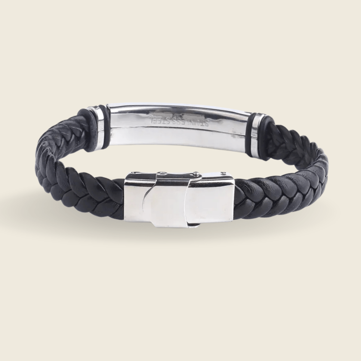 BRAVION – Personligt läder- och rostfritt stål ID-armband