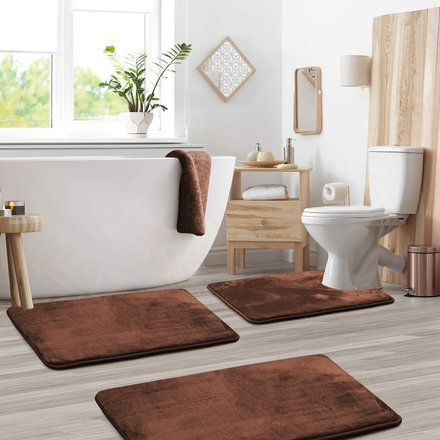 Ultra Soft Velvet Memory Foam Badmattsätt – 3PCS Lyxiga Badrumsmattor
