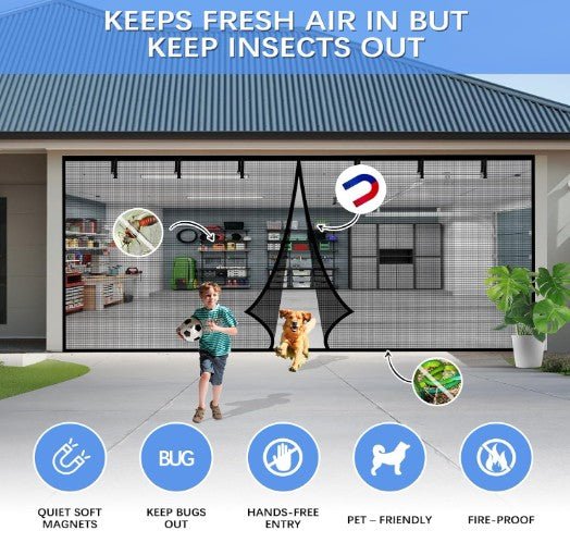 BUGBLOCK – Magnetiskt garageport-flugnät för en insektfri upplevelse