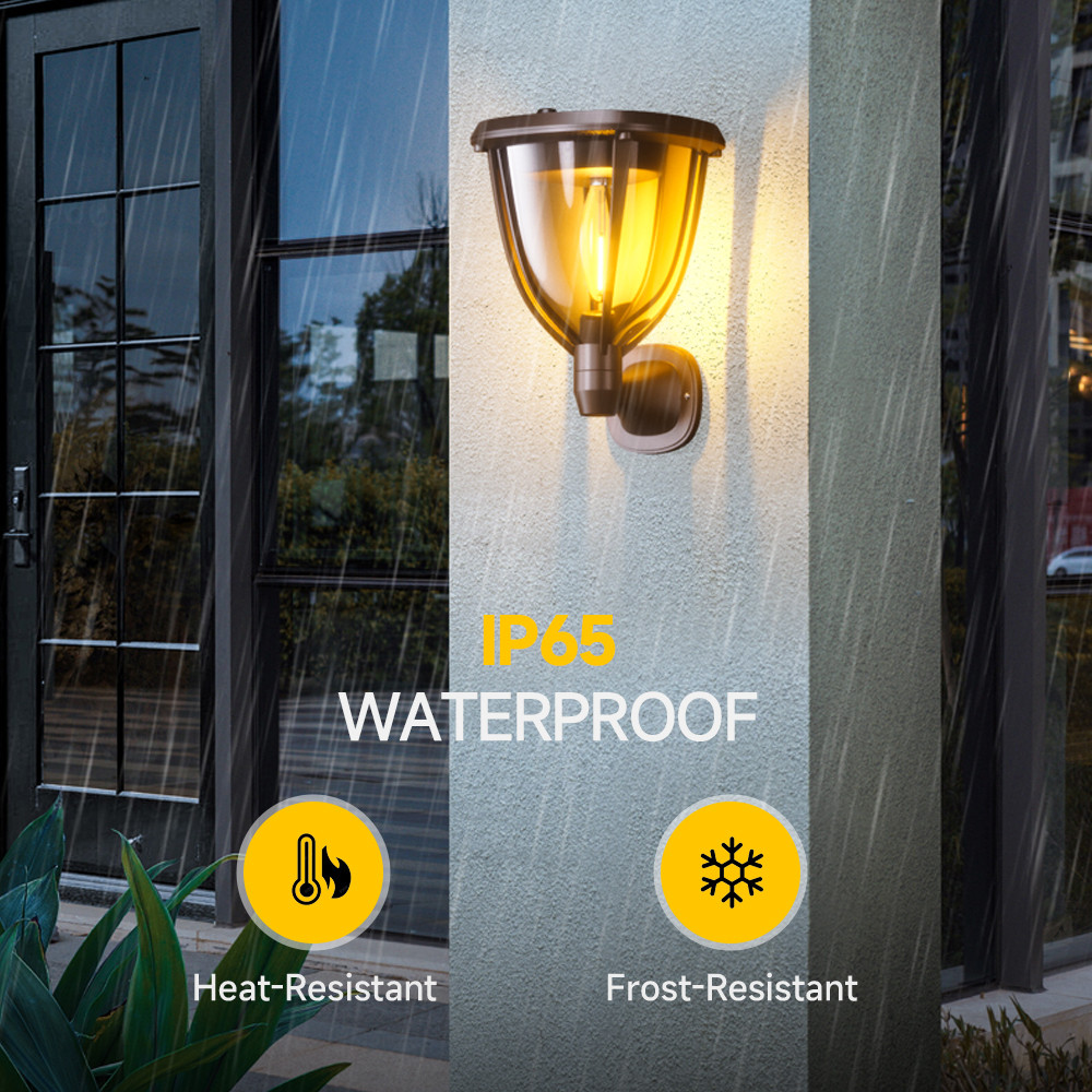 Carvallo Solar Utomhus Vägglampa | Dimbar med Vred | Varmvitt LED-ljus | IP65 Väderbeständig