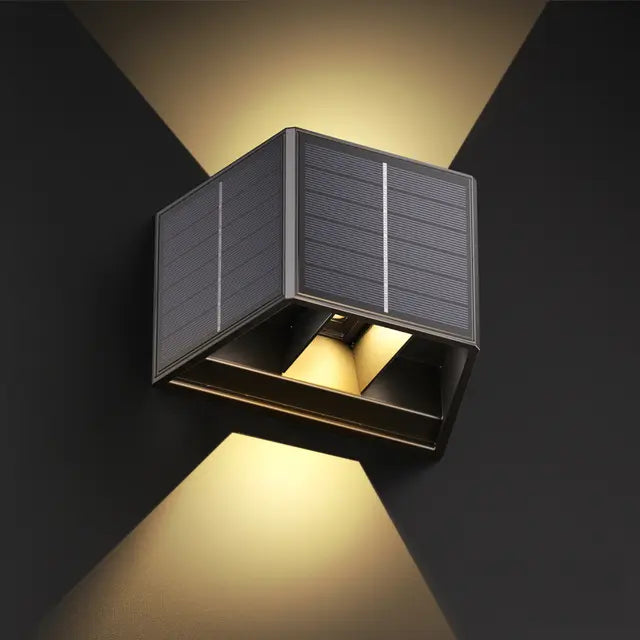 Carvallo Solar Vägglampa Utomhus | 3 Solarpaneler | Varmvit LED-belysning | IP65 Väderbeständig