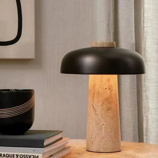 Travertine Lampa med Natursten Bas