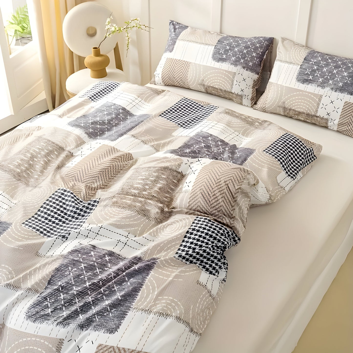 CozyNest Duvet Set - Mysigt & Andningsbart Patchwork-sängklädset