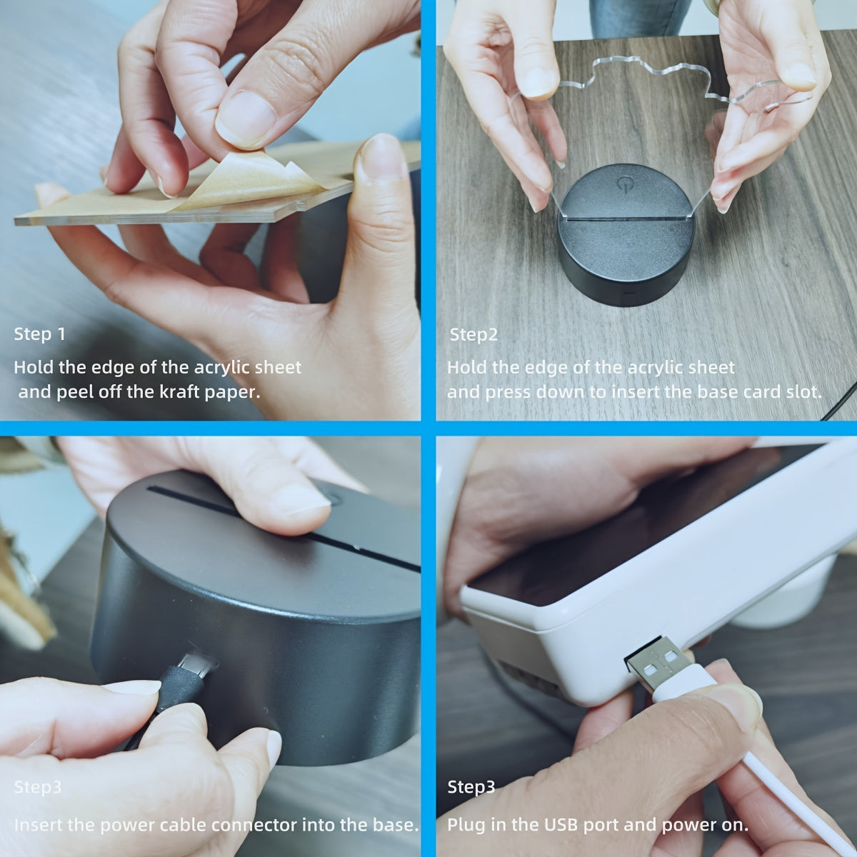 SkyGlow - 3D Flygplansakrylnattlampa med USB, LED Bordslampa