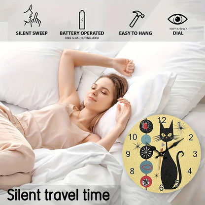 CoolCat - Tyst Träväggklocka med Modern Design