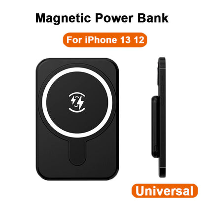 Carvallo Magnetisk Powerbank 5000 mAh | Kompatibel med iPhones | USB-utgång 5 V/2,1 A | Kompakt &amp; Stilig
