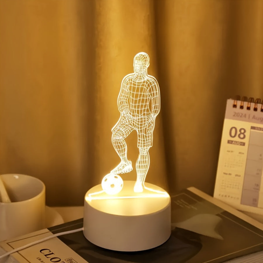 SportGlow - 3D Fotbollsspelare Illusion LED Bordslampa med Akrylskydd