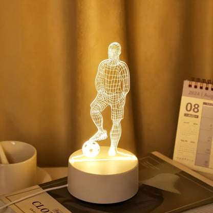 SportGlow - 3D Fotbollsspelare Illusion LED Bordslampa med Akrylskydd