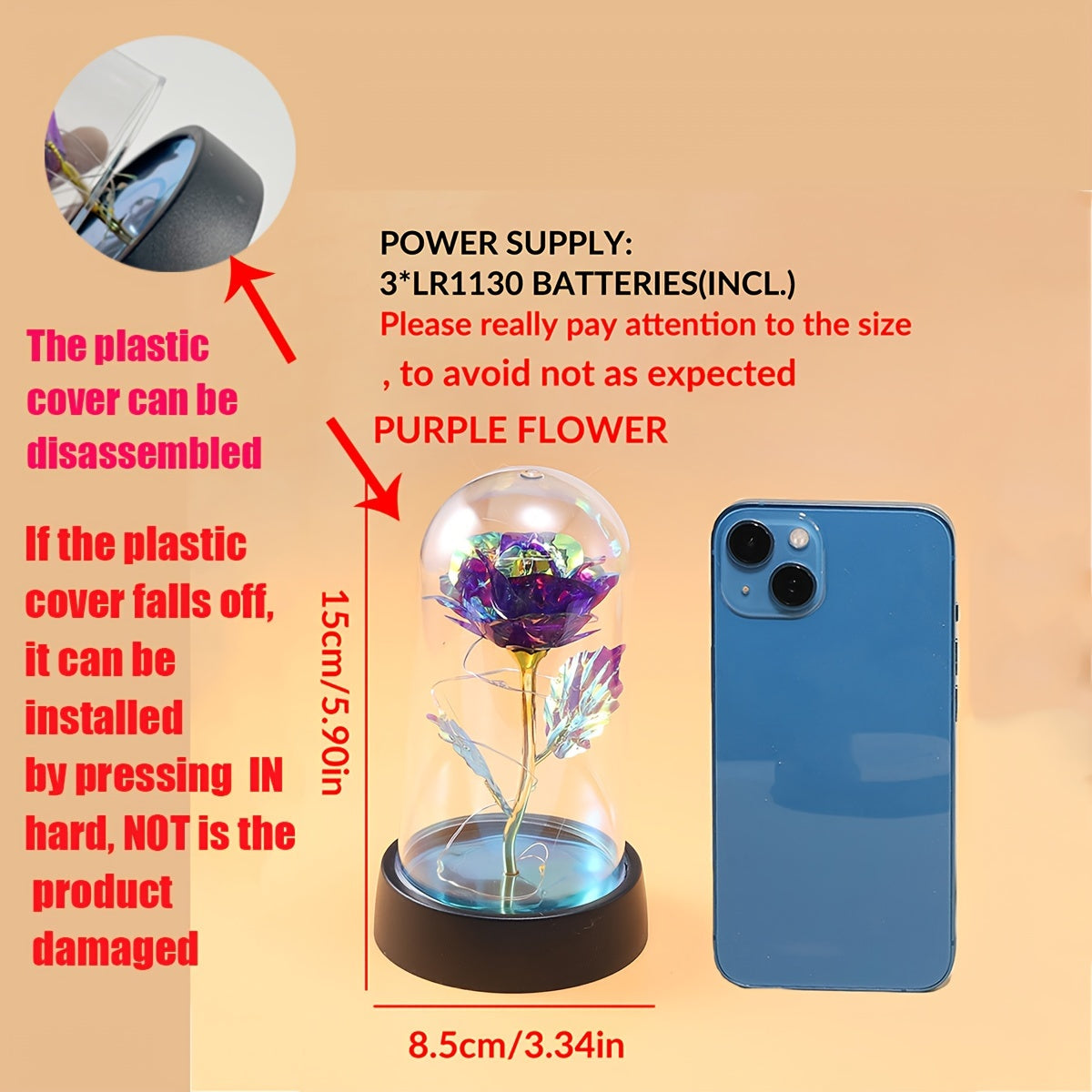 GoldenRose - Elegant Rosablomma Lampa för Gåvor och Dekoration