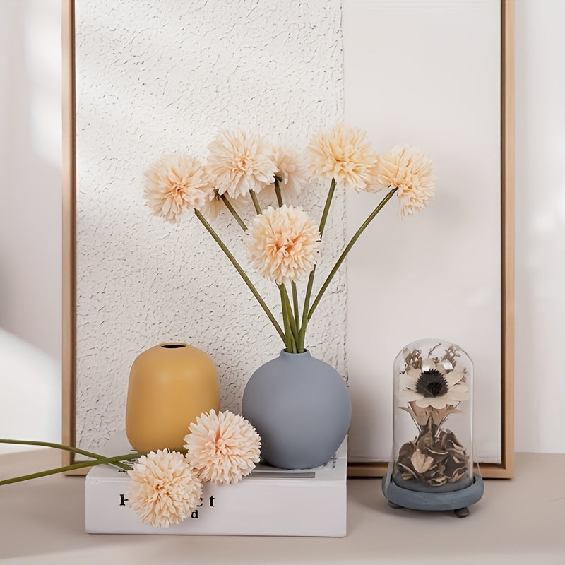 Set av 5 Konstgjorda Krysantemum Blommor – Realistiska Blomsterarrangemang för Bröllop och Heminredning